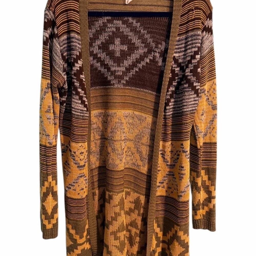Daytrip brown and yellow geometric cardigan